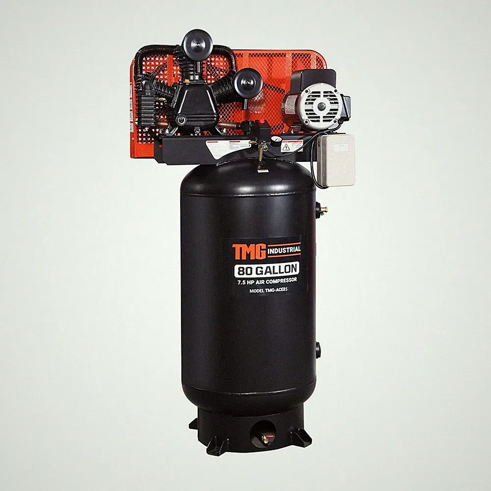 80-Gal Vertical Air Compressor, 7.5HP Oil-Lubricated, CSA Approved
