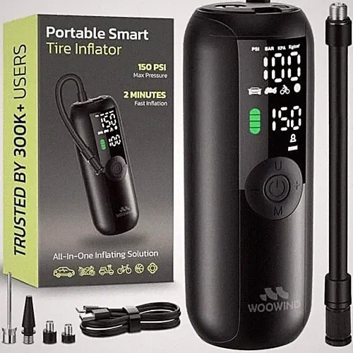 LP1 Bike Pump Portable Air Compressor, Tire Inflator for Car, 1 Minute Inflat...
