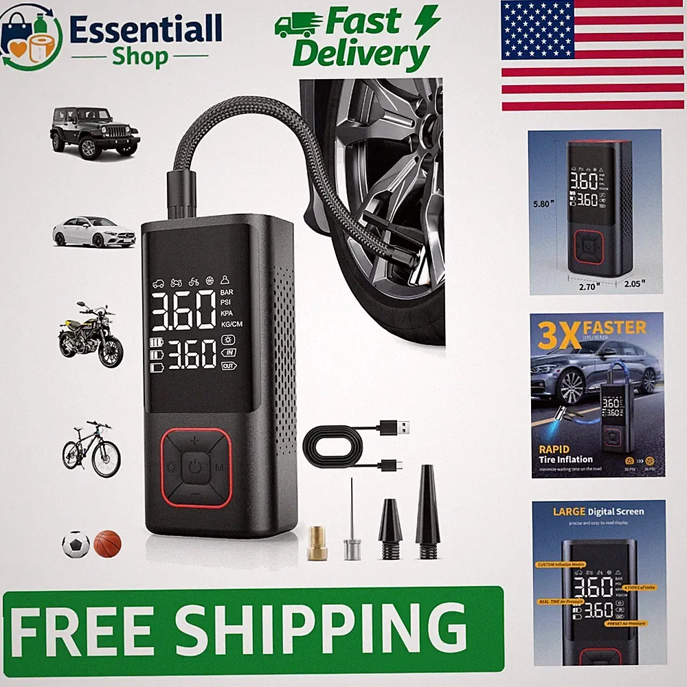 Rechargeable Cordless Air Compressor - 150PSI Tire Inflator for All Use