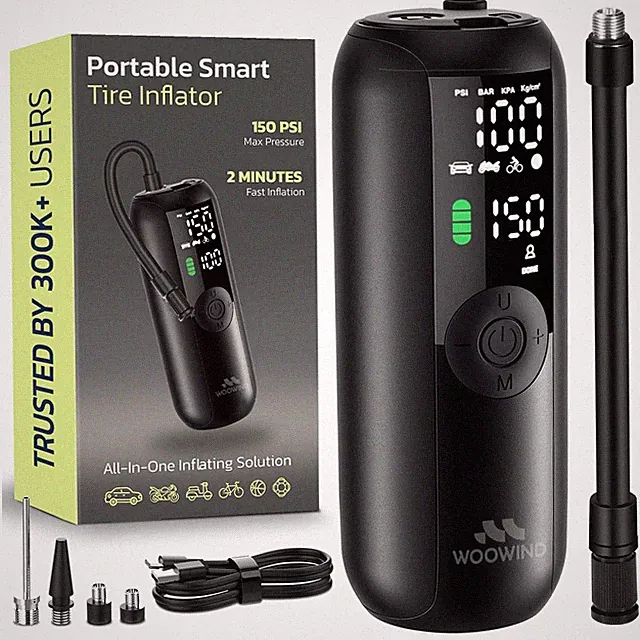Tire Inflator Portable Air Compressor, Bike Pump, 1 Minute Inflation, 150PSI...