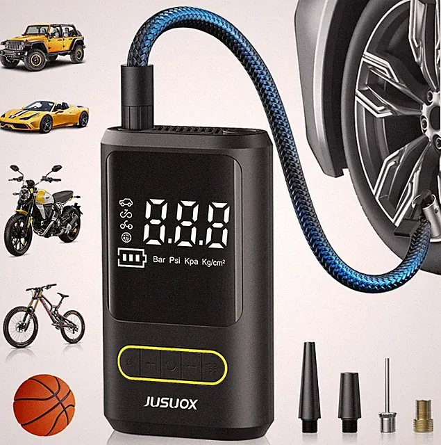 Tire Inflator Portable Air Compressor, Electric Bike Pump with Digital Pressure