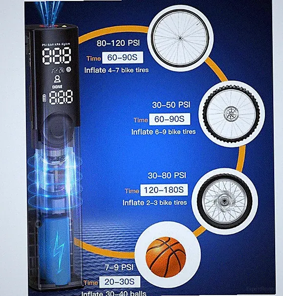 Woowind BP188 Electric Bike Pump Presta Valve & Schrader Air Pump Tyre Inflator